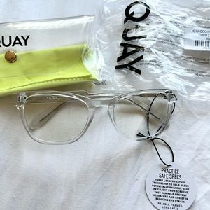 Quay Australia NEW HARDWIRE MEDIUM BLUE LIGHT GLASSES Men Women- CLEAR / CLEAR